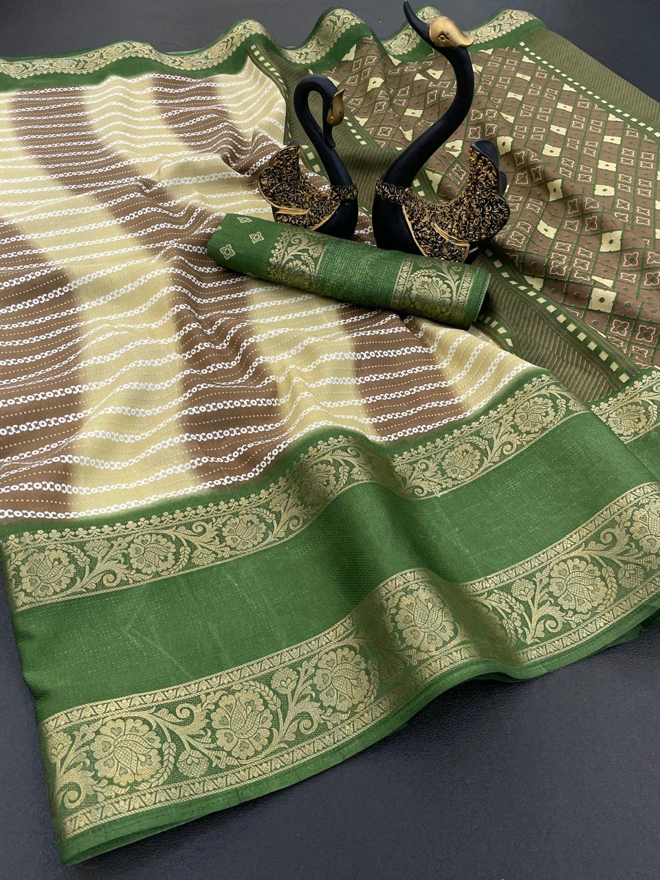 LC 111 Pure Dola Silk Jacquard Border Designer Saree Exporters In India
